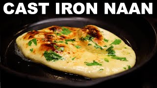 Garlic naan in a cast iron skillet — tawastyle no yeast no oven [upl. by Ynoep94]