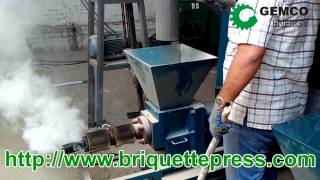 how to make biomass wood briquettes by a fuel sawdust briquette press machine [upl. by Cumine]