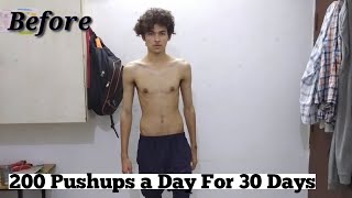 200 Pushups a Day For 30 Days  Natural Body Transformation Challenge Motivational  Skinny to Fit [upl. by Hsetih]