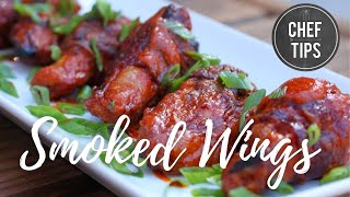 Smoked Chicken Wings  Smoked Bacon Wrapped Hot Wings Recipe  Chef Tips [upl. by Cavil]