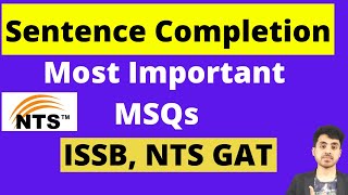 Sentence Completion MCQs NTS GAT ISSB NAT Verbal Reasoning [upl. by Shumway]