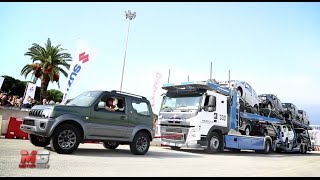 SUZUKI JIMNY 2015  FIRST TOWING TEST VS TRUCK [upl. by Cirdahc]