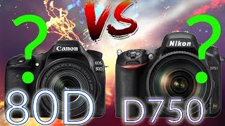 Canon eos 80D vs Nikon D750 Full Comparison Side by Side [upl. by Ainak]