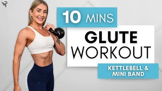 10 Min Glute Workout Kettlebell amp Optional Mini Band Knee Friendly [upl. by Delogu652]