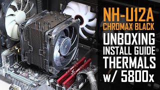 Noctua NHU12A chromaxblack CPU Cooler Unboxing Install Guide Benchmarks amp Review AM4 X570 5800X [upl. by Norrehs63]