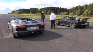 Porsche 918 Spyder vs Lamborghini Aventador Pirelli Edition  Launch Control [upl. by Llerrem]