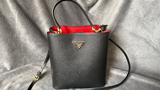 Medium Saffiano Leather Prada Panier Bag  Unboxing [upl. by Ziul839]