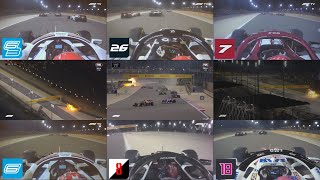 Romain Grosjeans Terrifying Crash Multiple Angles  F1 Bahrain2020 [upl. by Nojed]