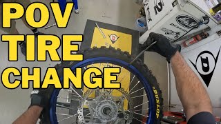 Dirt Bike Tire Change POV [upl. by Plafker]