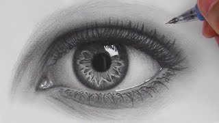 How to Draw Hyper Realistic Eyes  Step by Step [upl. by Kuster]