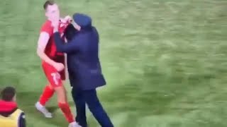 Manager Shoves amp Shakes Player in Fiery Sideline Clash After Red Card [upl. by Erdnoed]