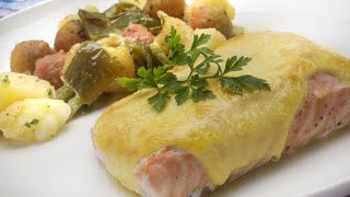 Receta de salmón al alioli con verduras  Karlos Arguiñano [upl. by Aihsekram]