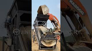 Mobile trommel screen for stone sand aggregate mining trommelscreen separator mobile jycrusher [upl. by Thormora]