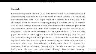 Nonlinear Dimensionality Reduction for Discriminative Analytics of Multiple Datasets [upl. by Enitsirhk]