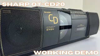 Vintage SHARP QTCD20 Stereo Radio Cassette Recorder CD Player Boombox  Working Demo [upl. by Loydie]