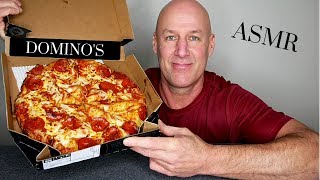 ASMR Dominos Pan Pizza Eating Sounds Soft Spoken [upl. by Anelyak]