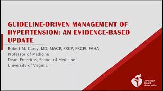 GuidelineDriven Management of Hypertension An EvidenceBased Update Webinar [upl. by Nick]