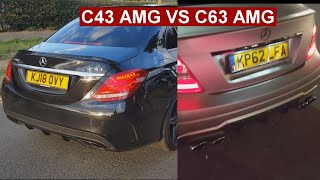 Mercedes C43 AMG W204 VS C63 AMG What Sounds Better Onboard Battle of AMGsBrutal Exhaust Sounds [upl. by Sihonn]