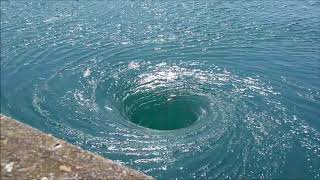 Real large vortex  whirlpool at SaintMalo Barrage de la Rance [upl. by Tomkiel]