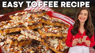 Easy Almond Toffee Recipe  Simple Chocolate Almond Toffee Tutorial [upl. by Ardis]