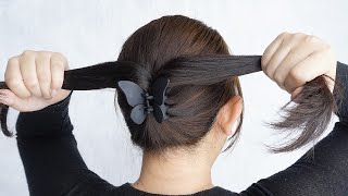 Easy Bun Hairstyle With Butterfly Claw Clip  Small Clutcher Juda Hairstyle For Medium Hair [upl. by Ayikaz]