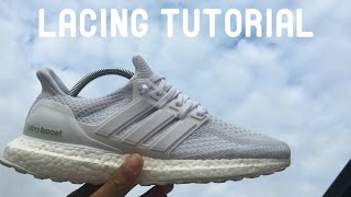 HOW TO LACE Adidas Ultra Boost 20 quotTriple Whitequot [upl. by Aynatahs]