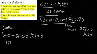 Molar Concentration—from Molarity amp Density [upl. by Cristionna]