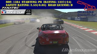 iRacing  Okayama International Circuit  Full Course  Fanatec Global Mazda MX5 Cup [upl. by Goldin]