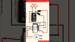 AC 220V To DC 12V 3A Power Supply Circuit  How to Convert AC 220V to DC 12V 3A  12V 3A Adapter [upl. by Maccarthy]