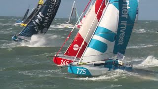 Punishing Start Transat Jacques Vabre The Start ULTIMs Ocean 50 and Class 40 Fleets Report 4 [upl. by Salomi907]