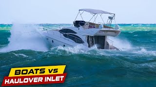 YACHT BURIED IN WAVES AT HAULOVER   Boats vs Haulover Inlet [upl. by Aggie]