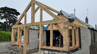 Erecting a traditional timber frame extension by Post and Beam ltd [upl. by Etat364]