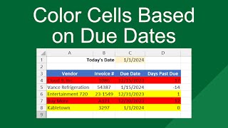 Color Cells based on Due Dates in Excel [upl. by Eelinej]