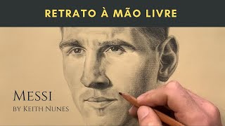 Retrato Messi à Mão Livre  Como Desenhar Desenho Realista Esboço a Carvão  Asmr Portrait [upl. by Erida]