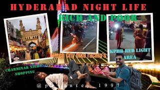 Hyderabad night life KPHB Red light area Hitech City లో Bike Racings Charminar night shopping [upl. by Aisatsan]