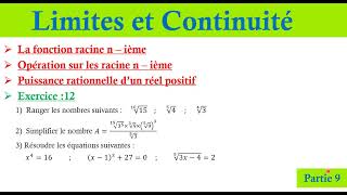 Fonction racine nième  cours et exercice corrigé  2BAC  PC et SVT [upl. by Anaya]