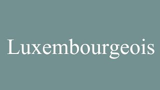 How to Pronounce Luxembourgeois Luxembourgish Correctly in French [upl. by Hplodnar196]