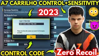 A7 Carrilho New Control Code A7 Carrilho New 27 Sensitivity Settings  PUBG MOBILE [upl. by Mmada]