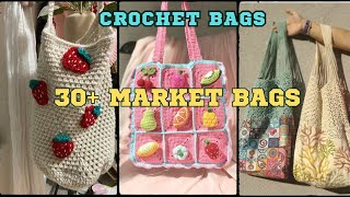 30 Crochet Market Bag Ideas 2023  Fashionable and Functional [upl. by Neelehtak]