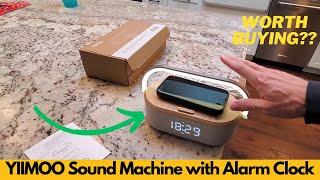 YIIMOO Sound Machine with Alarm Clock for Bedroom  10W Raised Wireless Charger  Worth Buying [upl. by Salomie]