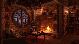 Cozy Hut Ambience  Gentle Night Rain amp Fireplace [upl. by Aihsemek]