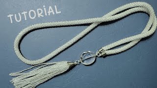 beaded rope necklace tutorial crochet necklace with beaded pendant fringes [upl. by Amery]