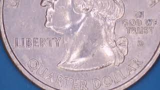 ¼ Dollar quotWashington Quarterquot Missouri United States Commemorative coin under the microscope [upl. by Immac524]