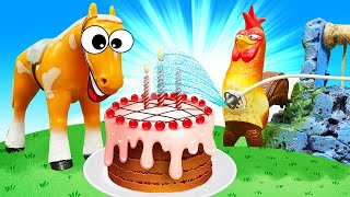 ¡Cumpleaños de Bartolito y la vaca Lola en la Granja de Zenón Videos de juguetes para niños [upl. by Mikahs]