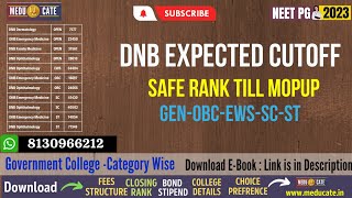 DNB 2023 Expected Cutoff Branch Wise for GENEWSSCST Categories  Dnb 2022 Closing Rank with Marks [upl. by Hopfinger164]