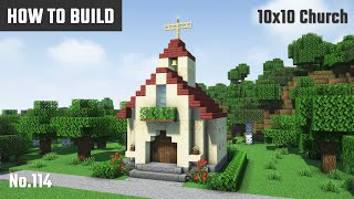 マイクラ建築：赤い屋根の小さな教会の作り方。10x10ブロックで簡単に。No114【Minecraft】 [upl. by Nivrehs]