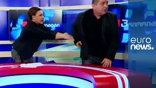 Round 2 Another fight breaks out between Georgian parliamentary candidates live on TV [upl. by Carmelle]