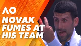 Novak Djokovic blows up and YELLS at his own team 2024 Australian Open  Wide World of Sports [upl. by Noived]