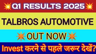 Talbros Auto Q1 Results 2024 🔴Talbros Auto Result 🔴Talbros Auto Share Latest News🔴Talbros Auto Share [upl. by Nnaeoj]