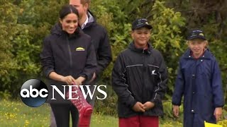 Harry Meghan join welly wanging contest in New Zealand [upl. by Xanthe]